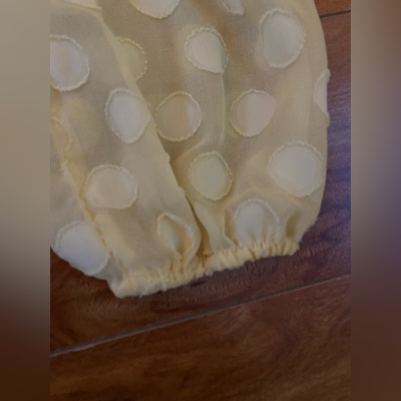 LC Lauren Conrad Light Yellow Smocked Squareneck Peplum Top Size Medium - Picture 6 of 14